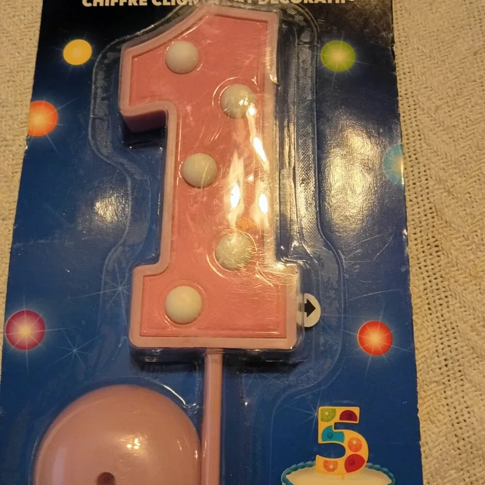 First Birthday pink birthday candle